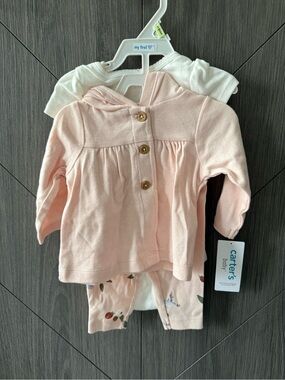Carter's Pale Pink Hooded Button Front Baby Outfit